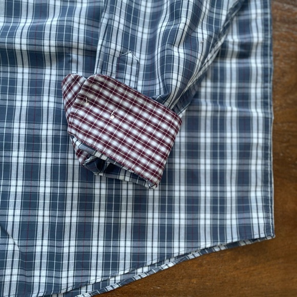 Ariat Wrinkle Free Check Shirt Men's XL Long Sleeve Blue White Button Down Work - Picture 4 of 9